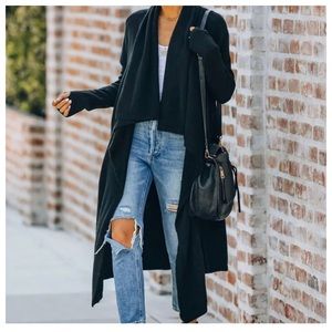 Boho long body cardigan with open front draped